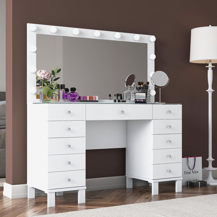 Hanah Home Mesa de Maquillaje BJ137 - 3847 Blanca con 13 Focos Hanah Home Mesa de Maquillaje BJ137 - 3847 Blanca con 13 Focos